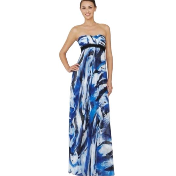 BCBGMaxAzria Cobalt Combo Draped Maxi Dress Size 2 - Picture 2 of 16